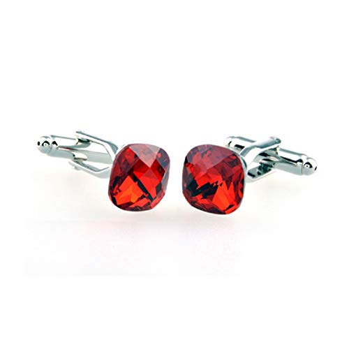 Mancuernillas cuadradas rojas de cristal con caja de regalo miniatura 2
