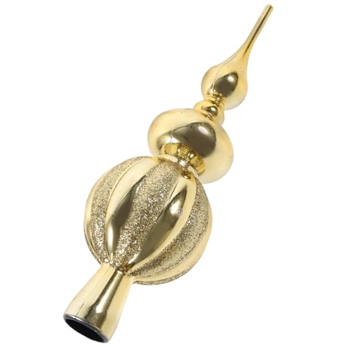 Artibetter Christmas Tree Topper Unique Glass Xmas Tree Finials Hand-Painted Treetop Glass Season Decorations, Beautiful, Classic Christmas Tree Hanging Ornaments Golden