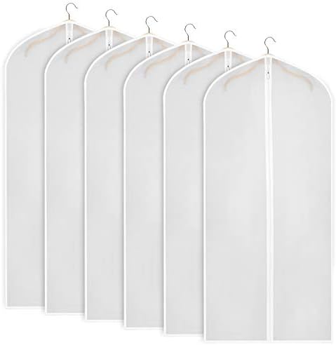 Zilink Garment Bags for Long Dresses 60-inch Translucent Suit Bag with Full-Length Zipper (Set of 6) for Dance Costumes Gown Dress Clothes Storage [Upgraded Version]