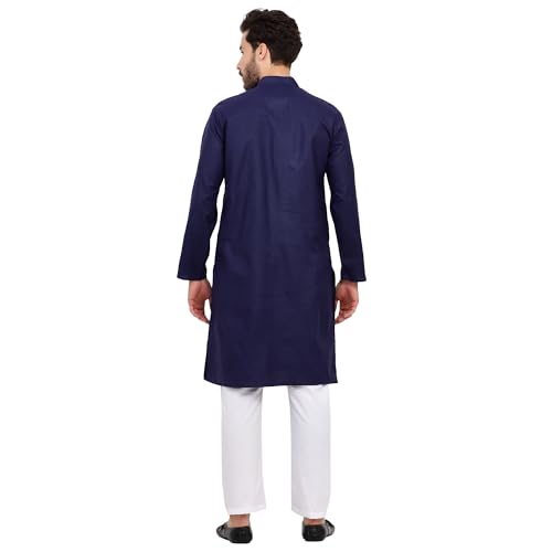 Image of Sadree Men's Cotton Blend Light Weight|Knee Length|Mandrin Collor|Relax comfert|Classic Style Kurta Pyjama Set