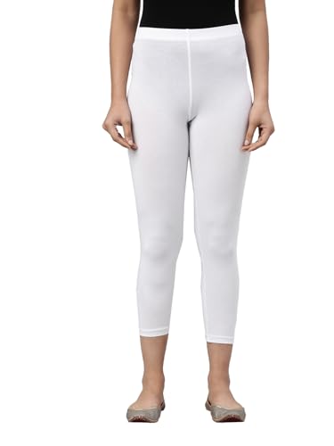 Image of GO COLORS Soft Cotton Stretch Cropped Leggings for Women | Breathable, Mid Rise