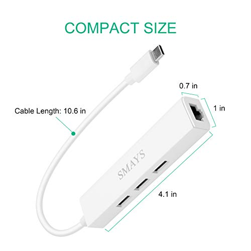 Ethernet Adapter Compatible For Samsung Galaxy Tab A 10.1 (2019), Tab A7, Tab S4, Tab S5E Android Tablet - With 3-Port Charging Otg Hub, Host Usb C Cable #TOP5