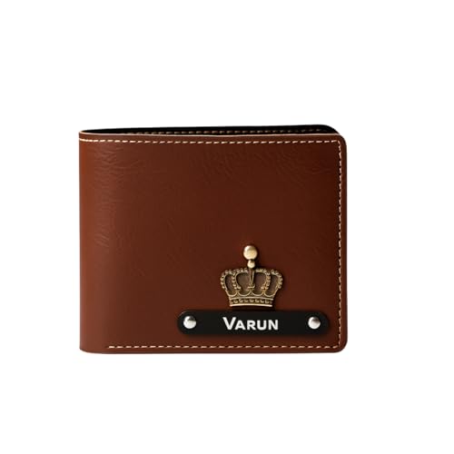 Image of Men Leather Personalized Wallet I Customized Slim Stylish Purse with Name & Charm I Unique Birthday Anniversary Gift Love Husband Employees Clients (Brown)
