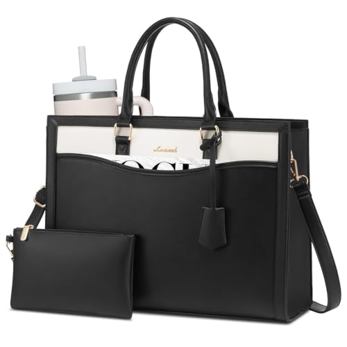Image of LOVEVOOK Laptop Tote Bag for Women, Office Work Bag Briefcase fit for Laptop, Large Capacity Teacher Bag Handbag