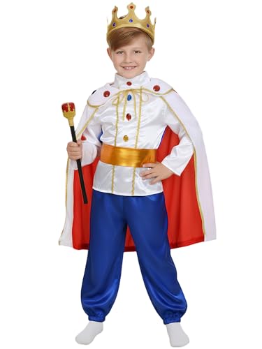Nuehoryu Prince Charming Costume for Boys Kids Royal Prince King Outfit for Cosplay Party Dress Up (White 5-6 Years)