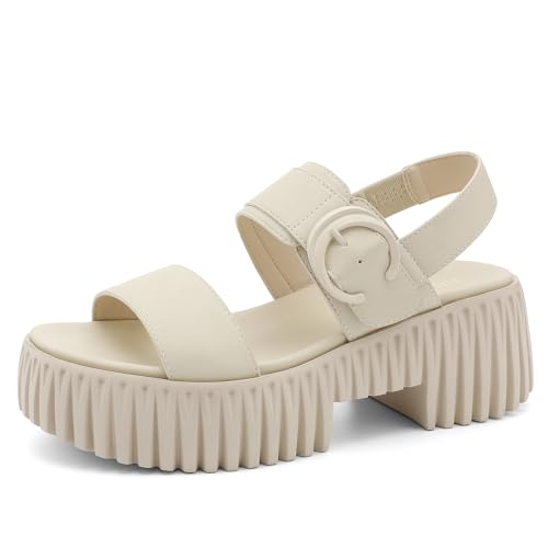 Image of UBFEN Womens Platform Sandals Comfortable Arch Support 2 Adjustable Straps | 2.75'' Lightweight Chunky Heel, Soft Cushioned Footbed, Non-slip for Dressy, Work, and Casual Wear