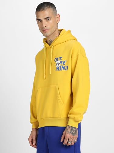 Image of Veirdo Cotton Poly Fleece Oversized Hooded Sweatshirt Baggy Fit Stylish Pocket Graphic Printed Hoodie for Men (Available in Sizes: S to 3XL)