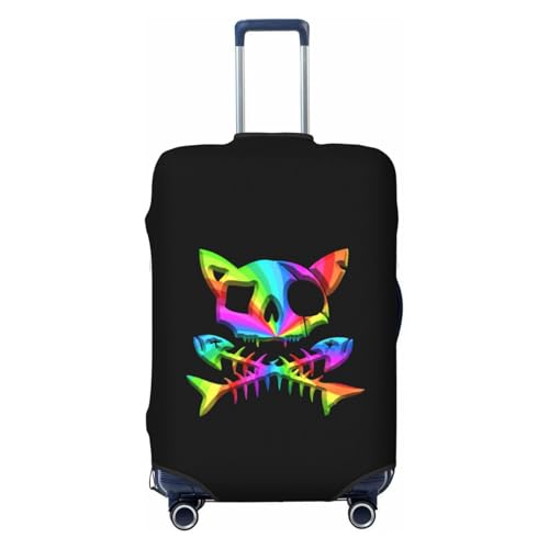 Pirate Cat Skull and Crossbone Travel Luggage Cover Suitable for 18-32 Inch luggage
