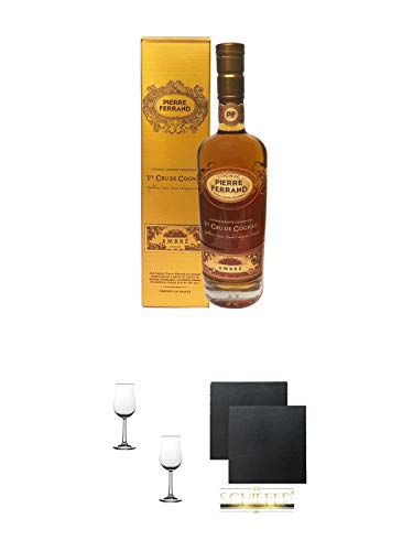 Pierre Ferrand Cognac Ambre 0,7 Liter + Nosing Gläser Kelchglas Bugatti mit Eichstrich 2cl und 4cl...