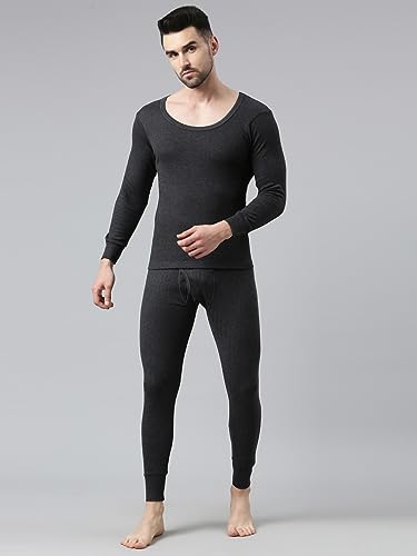 Image of DIXCY JOSH Mens Slim Fit Solid with Cotton Fabric Thermal Trousers (Pack of 1)