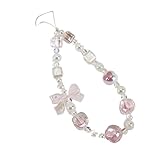 FOAAXSG Telefon-Lanyard Perlenbesetztes Handy-Lanyard for Damen im Schmuckstil, Bonbonfarbe mit Schleifen-Charm-Anhänger(Color2)