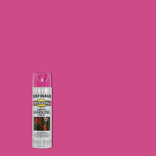 Image of Rust-Oleum 390471 Professional Inverted Marking Spray Paint, 15 oz, Fluorescent Pink, (Pack of 1)