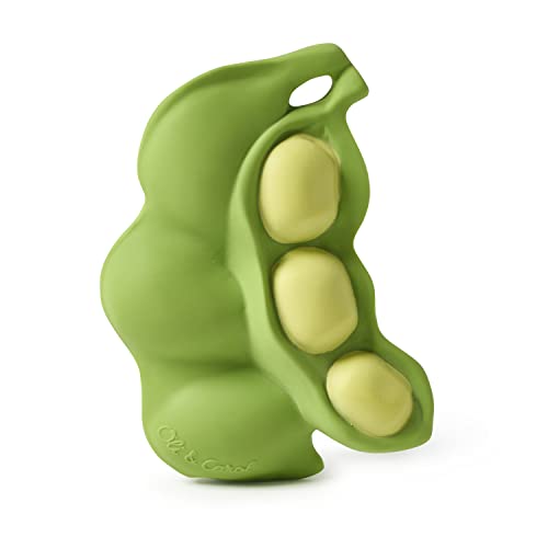 Image of Oli & Carol Natural Rubber Teether - Vegetable Shaped Teething Toy for Babies 0-12 Months | Baby Teething Relief | Teethers for Infants 0-6 & 6-12 Months | Natural Hevea Rubber (Keiko The Edamame)