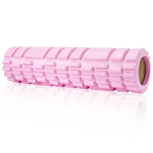 Foam Roller, Rodillo Masaje Muscular para Aliviar la TensióN Muscular y la PresióN en la Espalda, la Columna Vertebral y las Piernas， Revitaliza tu Cuerpo 30×8cm (Rosa)