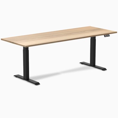 Image of Desky Dual Hardwood Sit Stand Desk White Ash 80 inch Matte Black