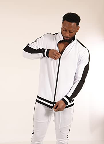 Image of SCREENSHOT-TRACK JACKET Mens Urban Hip Hop Premium Track Jacket - Slim Fit Side Taping Sportswear Urbanwear Streetwear Top