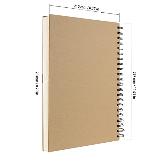 ZEONHAK 4 Pack A4 Spiral Sketchbook, 60 Sheets/120 Pages 160gsm Spiral Bound Scrapbook - Image 2