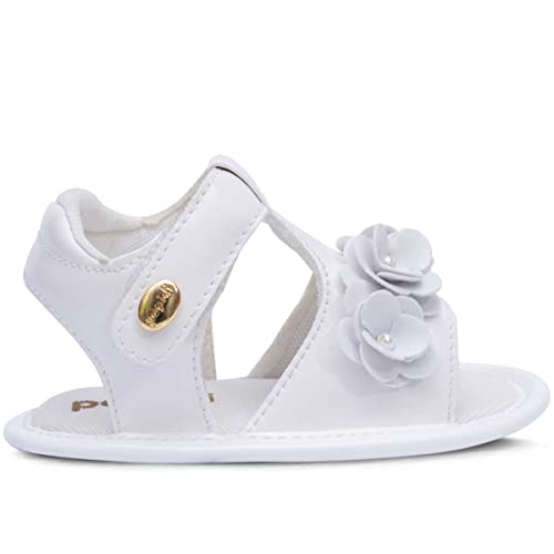 Sandalinha Infantil Feminina Sapato Bebê Leve E Macio 01.18 (P, Branco)