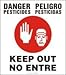 DANGER PESTICIDES KEEP OUT (W/GRAPHIC) (BILINGUAL) 16" x 14" Adhesive Vinyl Sign