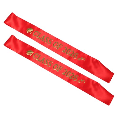 SAFIGLE 2 Piezas Fajín de Graduación Rojo de Satén Letras en Foil para Evento Universitario Elegante y Flexible Temporada de Graduación 2026