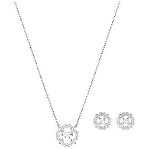 Swarovski Sparkling Flower Cubic Zirkonia White Set ketting en oorbellen 5397867 (Lengte: 38 cm)