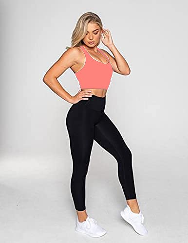 Denique Women's Sports Bra Yoga Pants Gym Outfits Tracksuit Sports,Breathable Exercise Stretchable Bra and Leggings Black Size 28 to 34 inch Waist 3