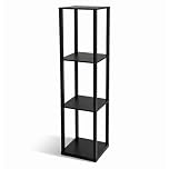 DIVCHI 4 Tier Shelving Unit – Slim Black Freestanding Storage Shelves for Home, Office & Bathroom, MDF Wood Tall Shelving Unit, Storage Utility Storage Free Standing Shelf Organiser (Black)