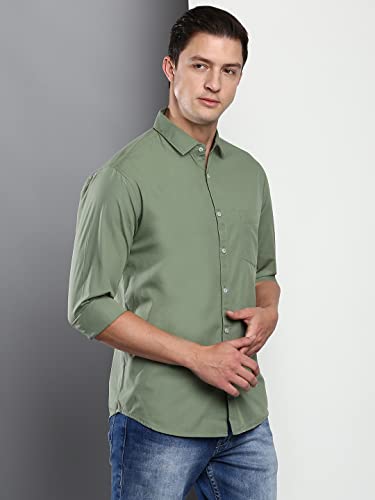 Image of Dennis Lingo Men's Solid Dusty Green Casual Shirt (AZ301 Dusty Green XXL)