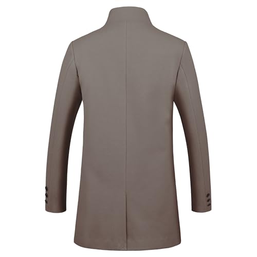 Image of WULFUL Men Wool Trench Coat Slim Fit Winter Coat