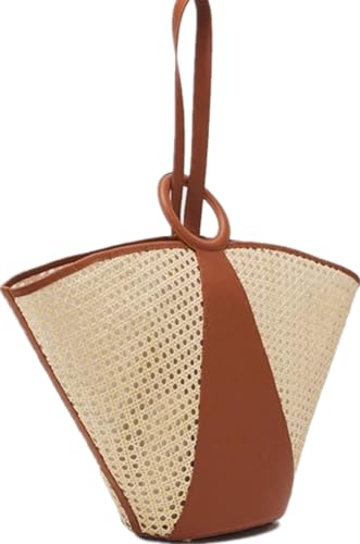 Bolso grande tejido de ratán para mujer con correa larga miniatura 1