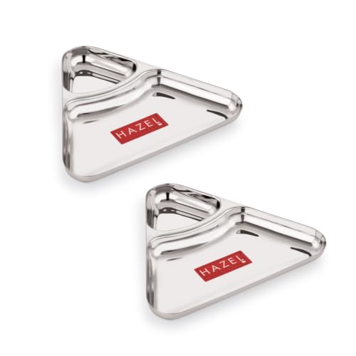 Image of HAZEL 2 Section Triangle Plate Stainless Steel Set of 2 for Kids