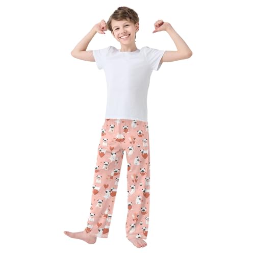 Bulldog Love Balloon Boys Long Pants Soft Trousers Elastic Waist Kids Lounge Bottoms with Pockets S-XL2