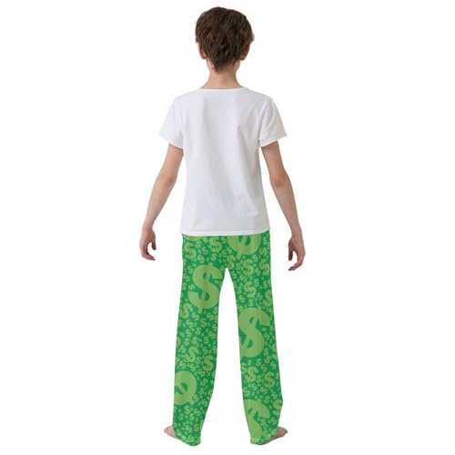 Boys' Pants Vintage Money Green Long Bottoms Jogger Pants Elastic Waist Trousers with Pockets S-XL3