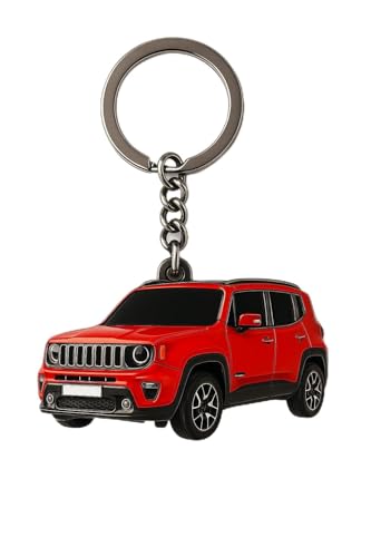 Llavero de coche - Elegante llavero de metal compatible con Jeep Renegade para entusiastas y coleccionistas de coches, rosso, Talla única