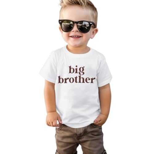Big Brother Shirt für Baby Boy Little for Big Großer Bruder T-Shirt Kind Sommer Kurzarm Top Locker Tee Junge Hemd Kinder Tshirt(Weiß 5-6Jahre)