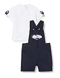 Chicco Unisex Baby Completo Salopette Corta Kurzes Latzhose-T-Shirt-Set, 88, 50