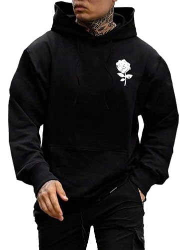 Image of Floerns Men's Graphic Print Long Sleeve Drawstring Hoodie Pullover Sweatshirt