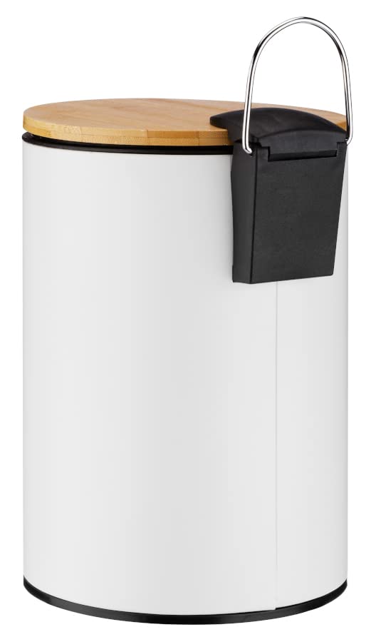 Kosmetikeimer Mlleimer mit Bambus-Deckel und Pedal - 3L  pulverbeschichtetes Metall Matt Bambus (Wei) : Amazon.de: Kche, Haushalt  & Wohnen
