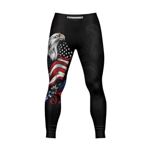 FORMONIES Men’s Patriot Compression Spats – MMA Grappling Leggings for BJJ Wrestling Gym Workout Jiu Jitsu Training Tights - Main Image