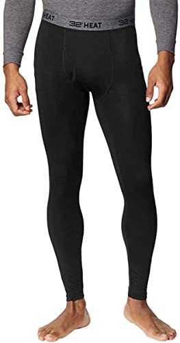 32 DEGREES Mens 2 Pack Heat Performance Thermal Baselayer Pant Leggings, Black/Black