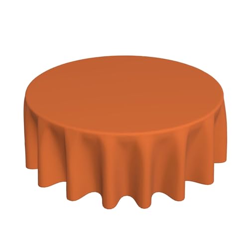 Nappe ronde polyester rouge brique pour repas de famille chaleureux