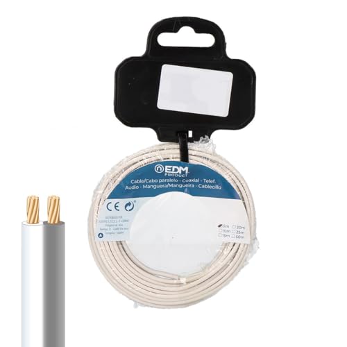 Câble parallèle EDM 28751 haut-parleur fil audio blanc gris 15 mètres