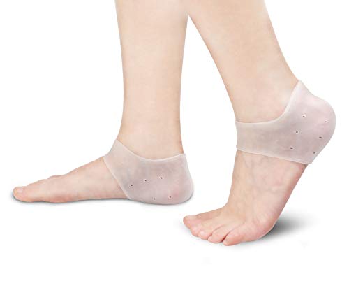 vuUUuv 6 Pcs - Heel Cups Gel Protection - Heel Pads Cushion- Heal Dry Cracked Heels, Achilles Tendinitis - Breathable (White)