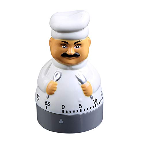 Ranvi Kitchen Timer Cooking Countdown Mechanical Timer 60 Minutes Chef Shaped Alarm Clock, Can be Used for Cooking, School, Lunch Break