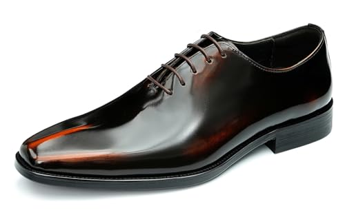 Santimon Mens Oxfords Formal Dress Shoes Fashion Prom Wedding Derby Business Tuxedo Patent Leather Whole Cut Oxfords Shoes for Men