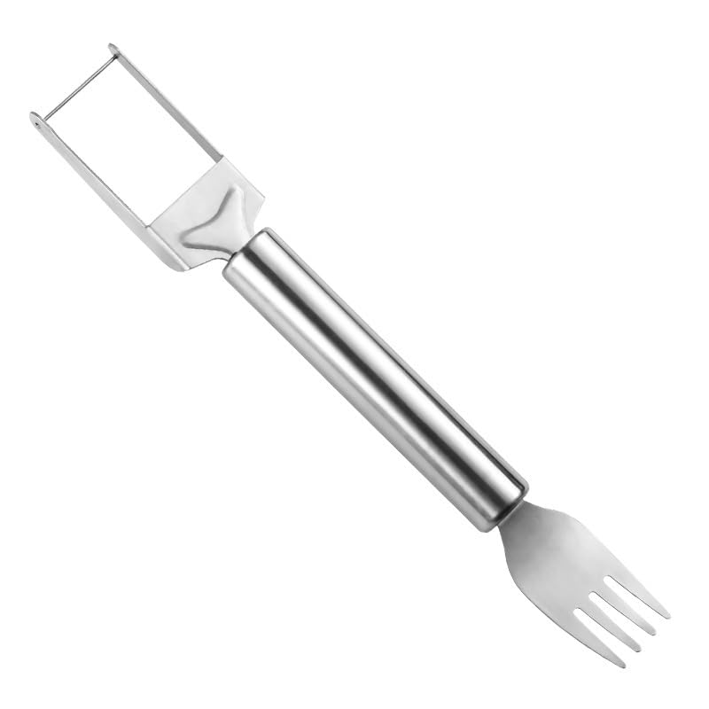 Lot De 2 Fourchettes De Découpe Pastèque 2-en-1 En Acier Inoxydable - Fourchette à Fruits Double Tête, Trancheuse Melon Portable Et Pratique