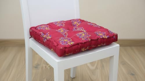 Image of Amazon Brand - Umi Chair Cushion Comfortable Thick Tufted Seat Cushion Cushion for Meditation,Floor Cushion for Sitting in Living Room,Indoor Pads Seat Set of 1,16X16(Inches) (Maroon)