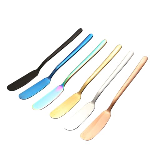 ABOOFAN 6PCS Stainless Steel Butter Spreader Elegant Long Handle Knives for Spreading Butter Cream and Jam for Breakfast and Baking
