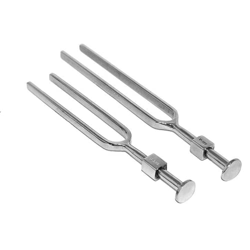 Image of Acoustic Tuning Fork Set of 2 (128, 256 Hz), Rust-Free l Tuning Forks with Consistent Frequency Accuracy, for Medical Students