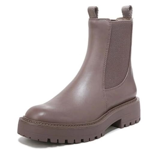 Image of Sam Edelman Laguna Chinchilla Leather Chelsea Moto Rounded Toe Pull On Boots (Chinchilla, 8)